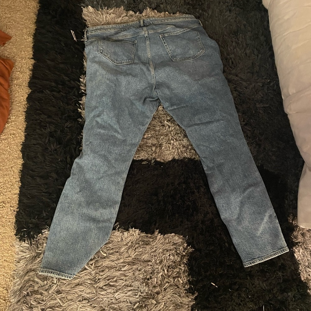 High waste straight leg button fly